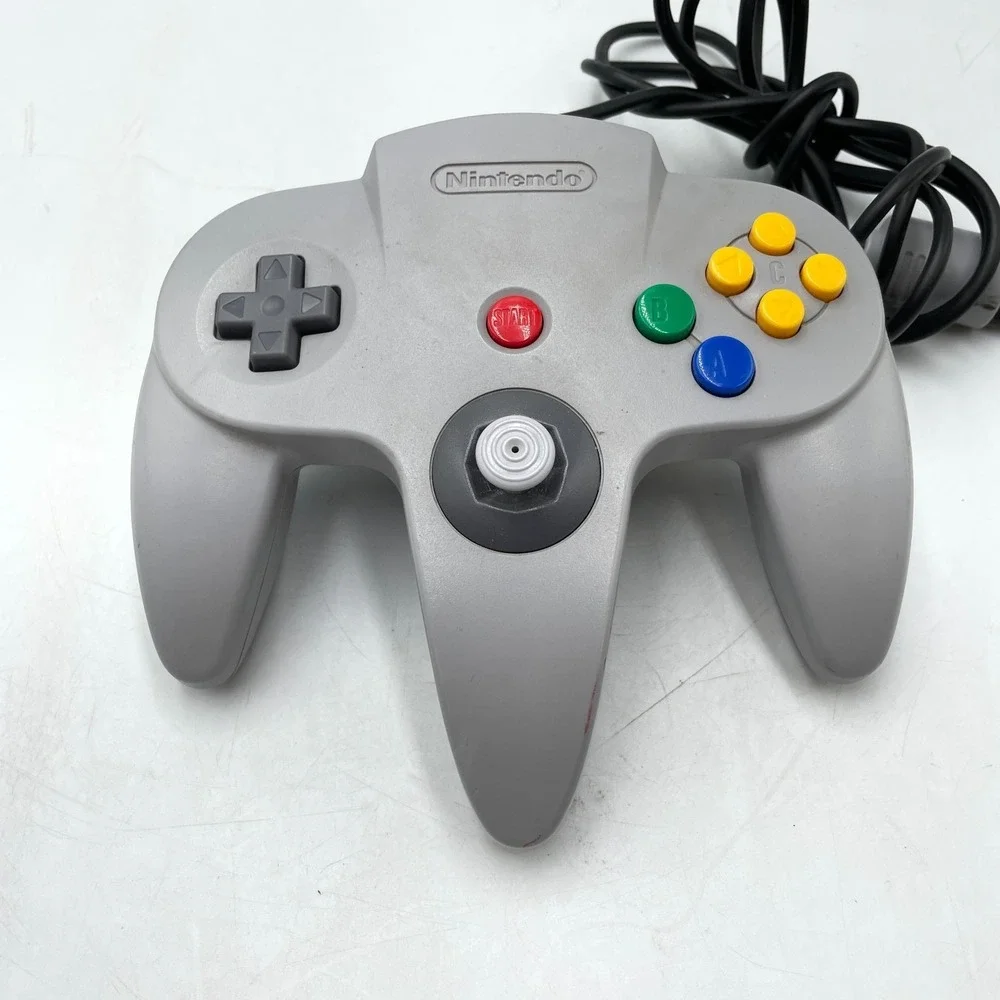 Nintendo 64 Gaming Controller Gray Wired Handheld Ergonomic Joystick for Console